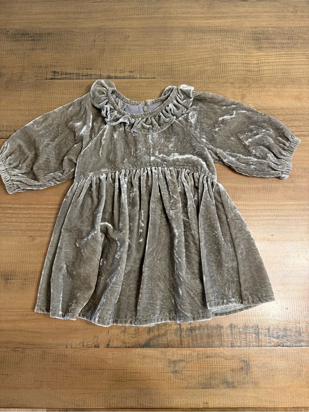 Noralee Sage Green Velvet Ruffle Dress - 2t